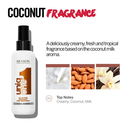 Revlon Professional UniqONE™ Repair Hair Spray Leave-In Treatment - 150ml - "All-in-One" 10 Benefits Hair Serum - Coconut Fragrance
