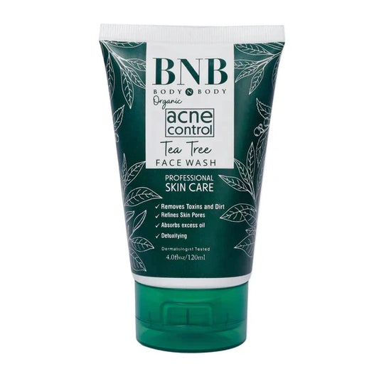 Tube of BNB Body & Body Acne Control Tea Tree Face Wash on a white background