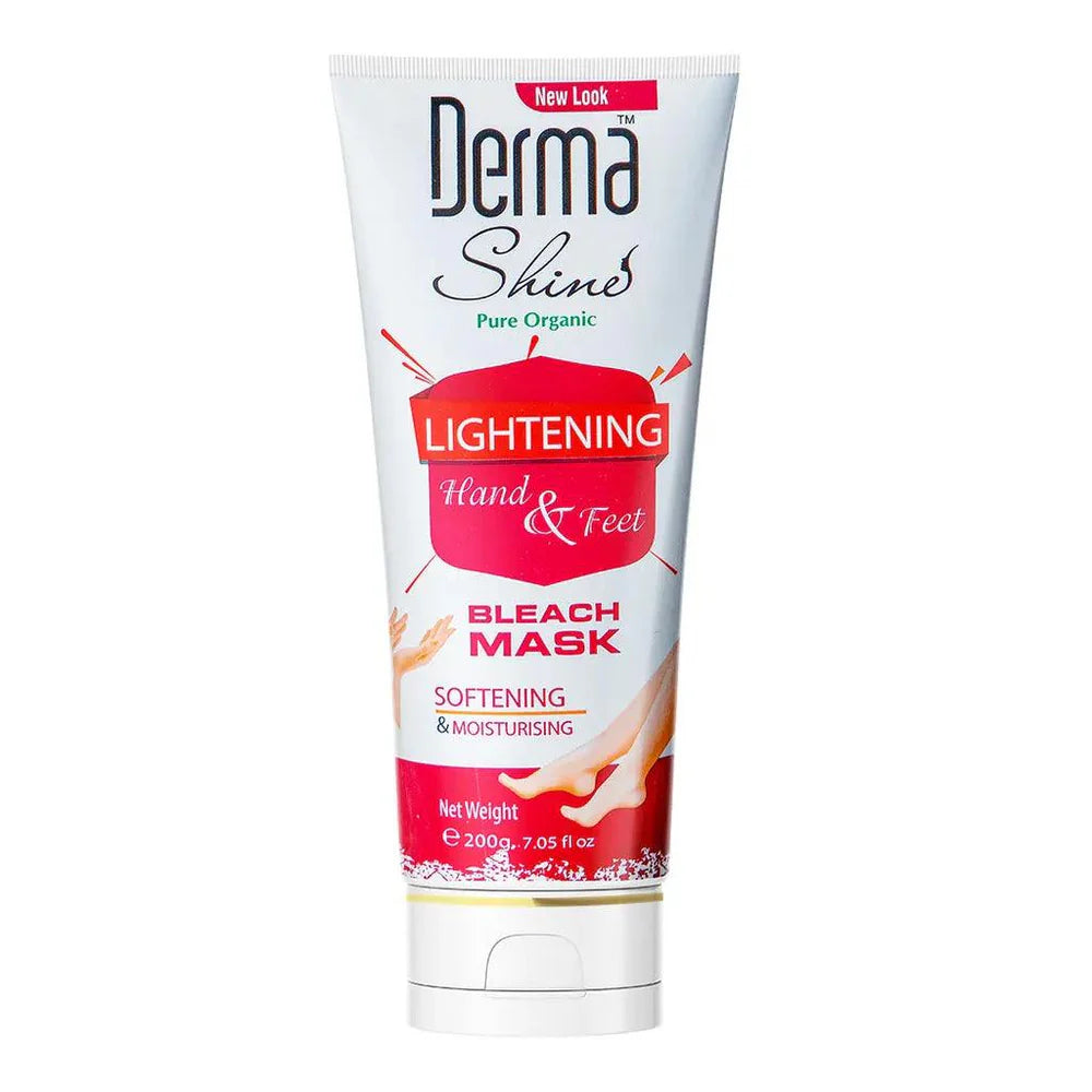 Tube of Derma Shine Lightening Hand & Feet Bleach Mask on a white background