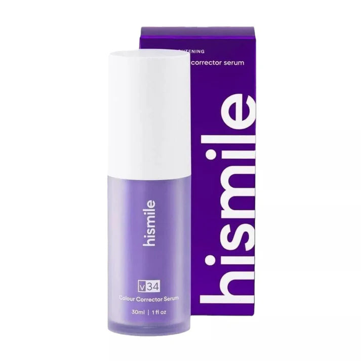 Hismile serum bottle and packaging on a white background