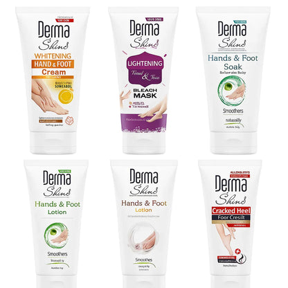 Collection of Derma Shines skincare products on a white background