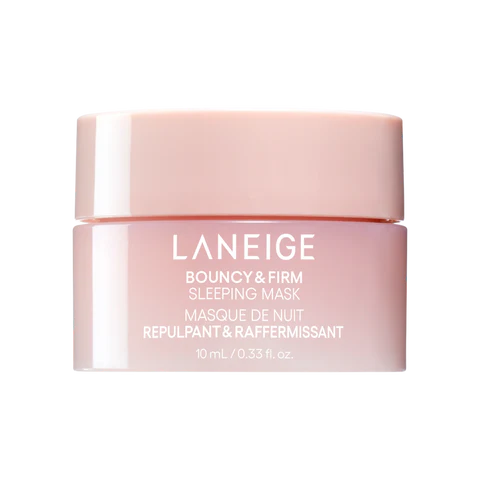 Laneige bouncy and firm sleeping mask packaging on a white background